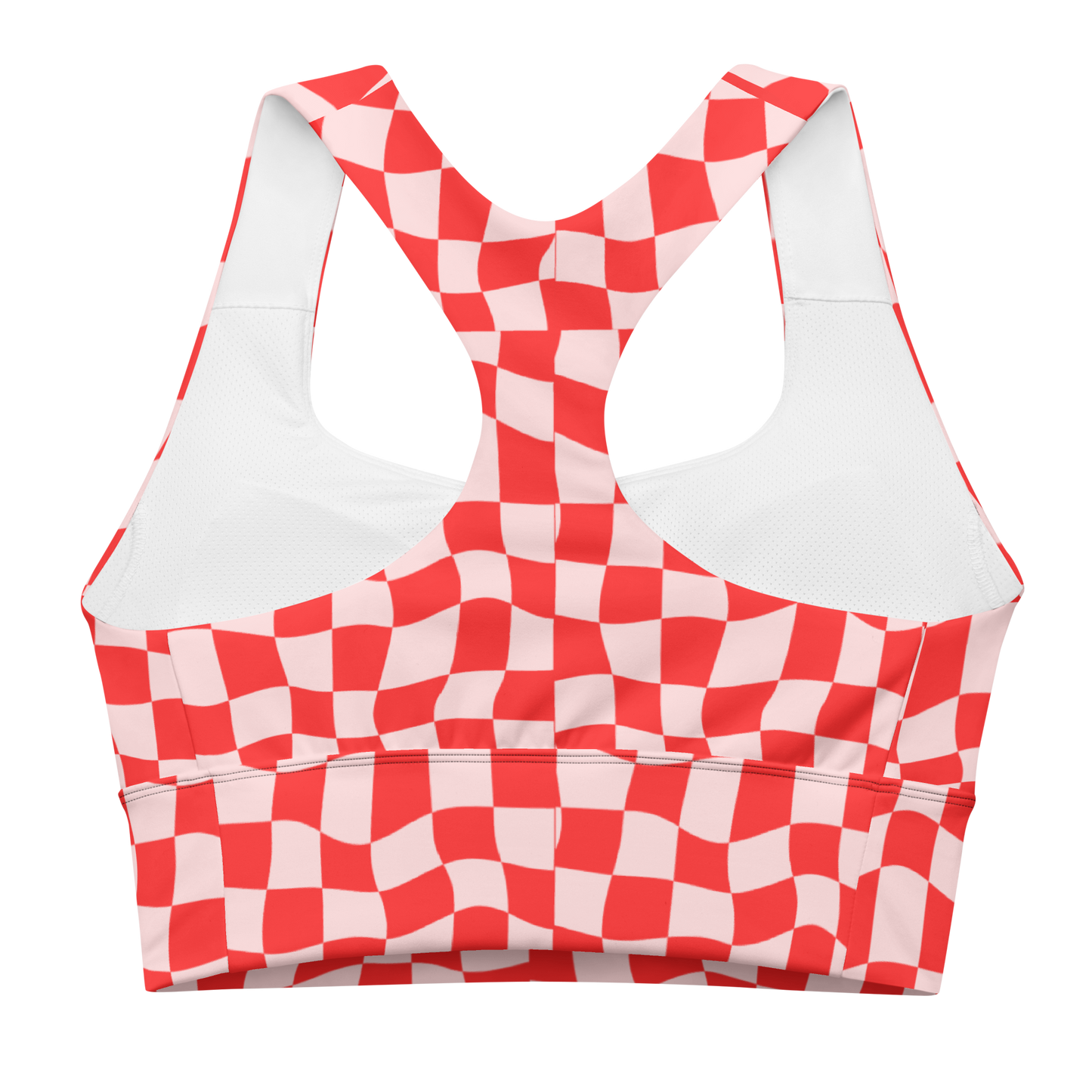 Red Checkered Longline Sports Bra