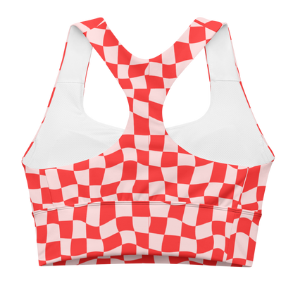 Red Checkered Longline Sports Bra