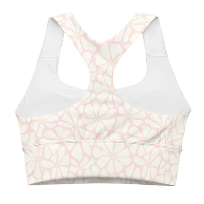 Pink Daisy Longline Sports Bra