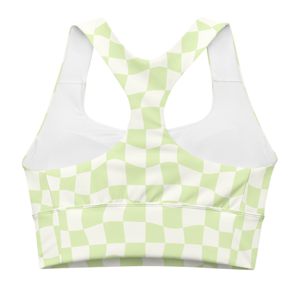 Lime Checkered Longline Sports Bra