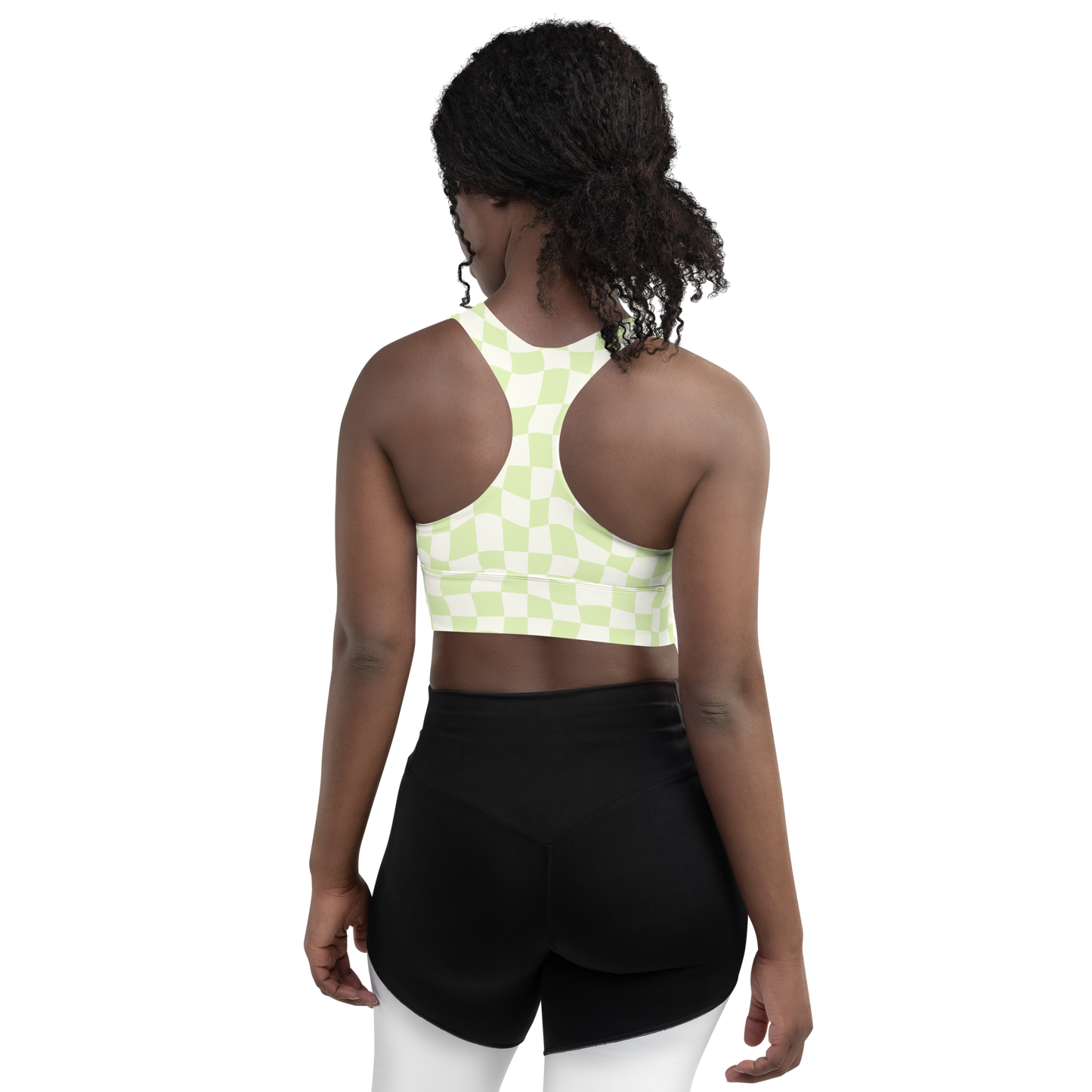 Lime Checkered Longline Sports Bra