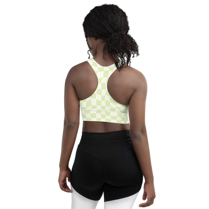 Lime Checkered Longline Sports Bra