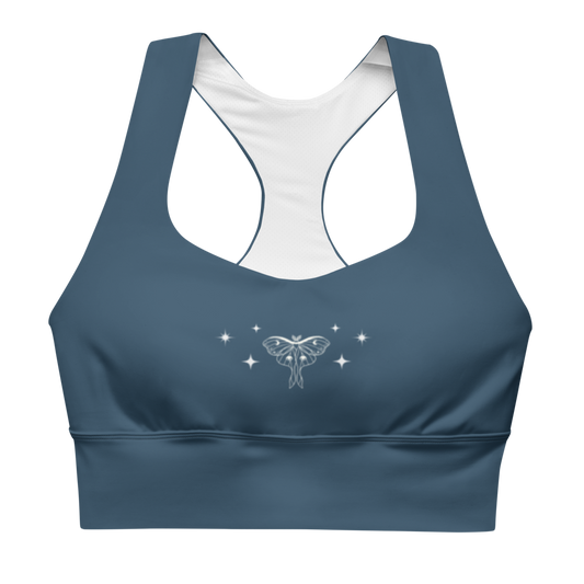 Teal Moth Longline Sports Bra