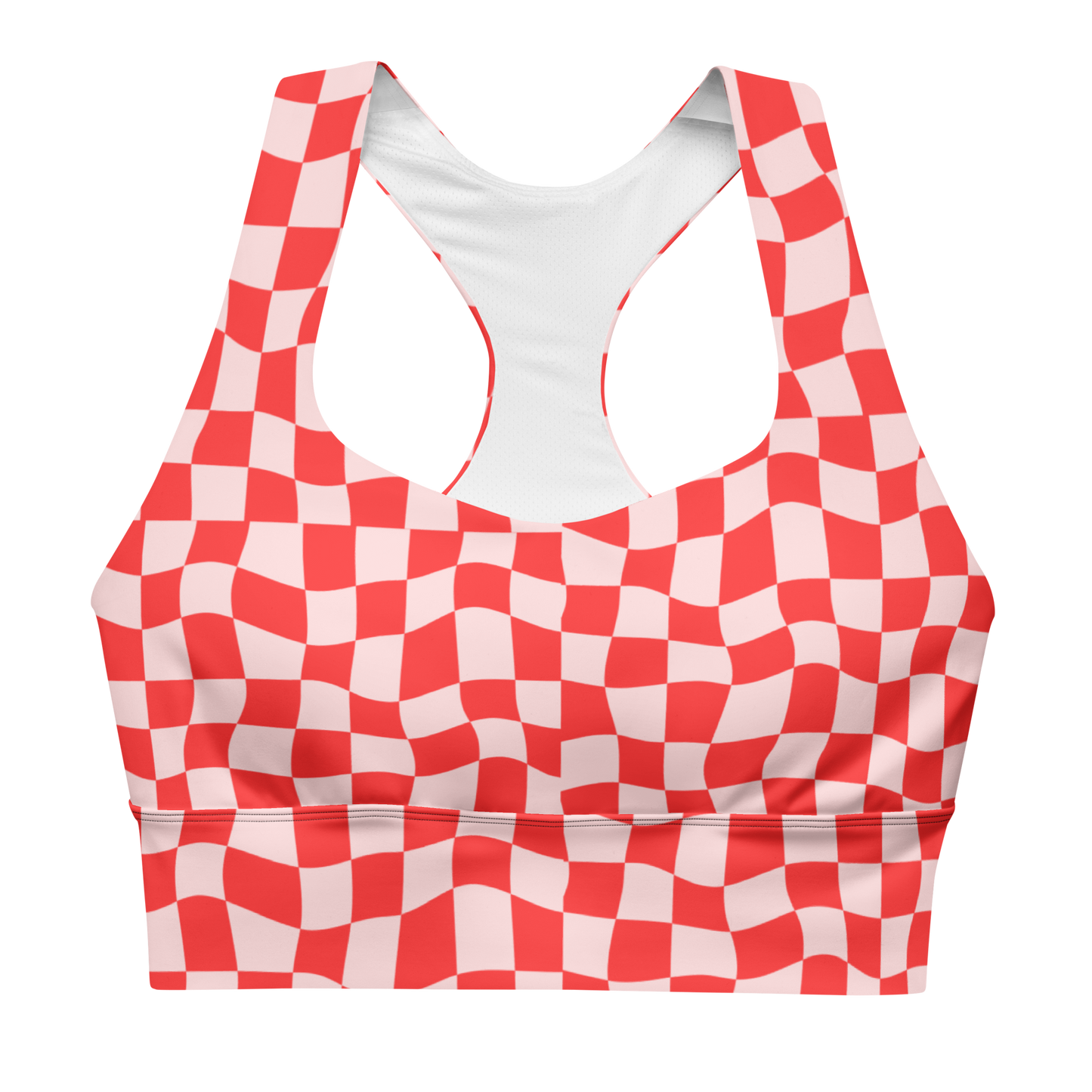 Red Checkered Longline Sports Bra