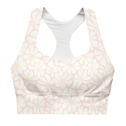 Pink Daisy Longline Sports Bra