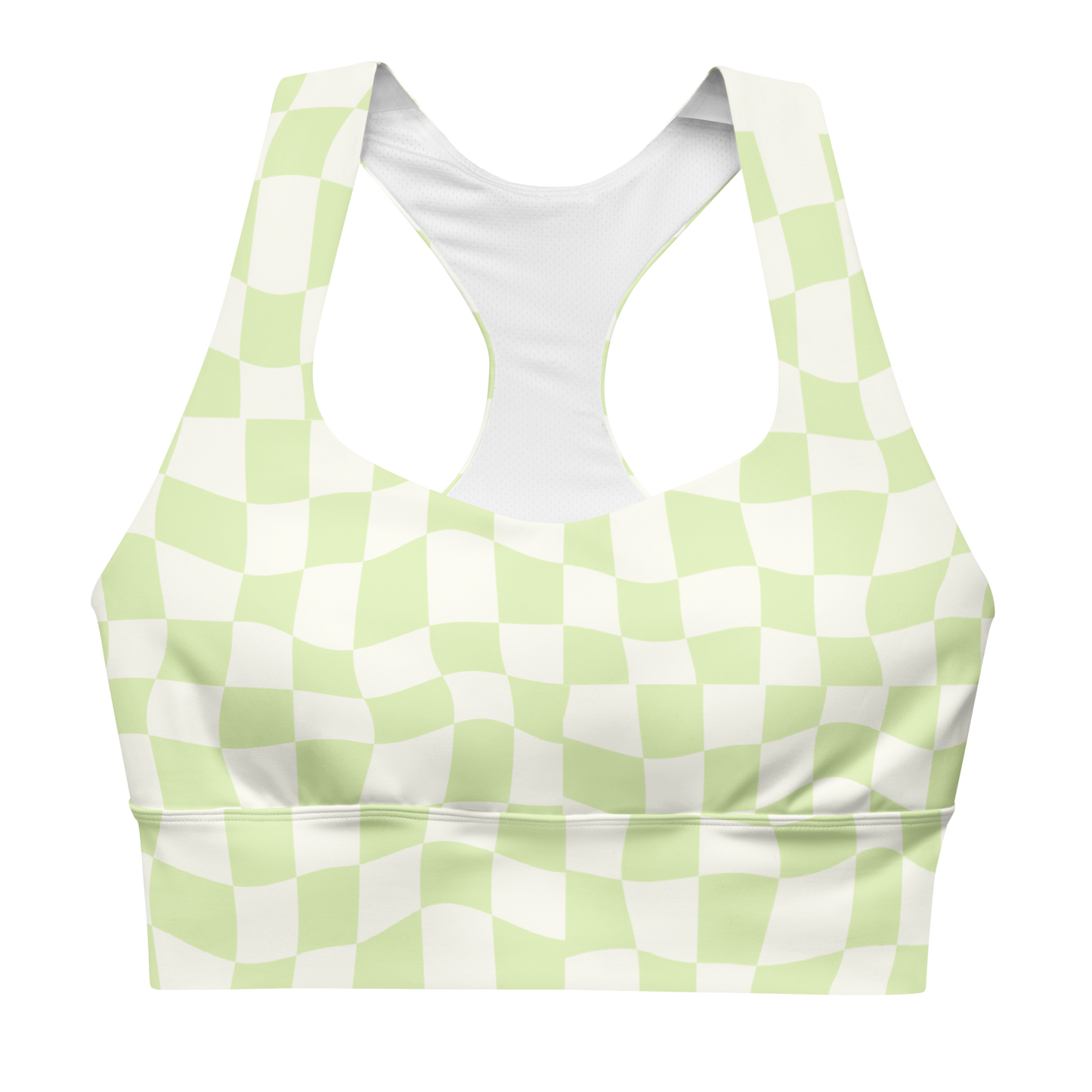 Lime Checkered Longline Sports Bra