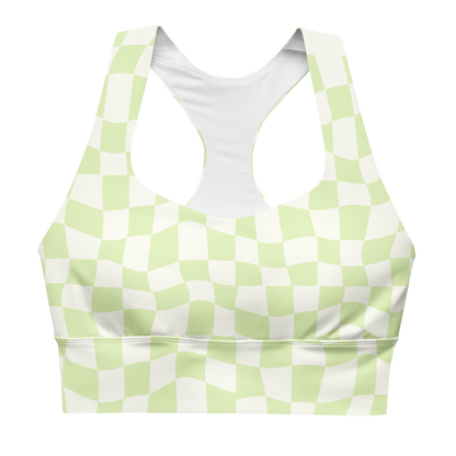 Lime Checkered Longline Sports Bra