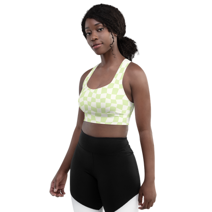 Lime Checkered Longline Sports Bra