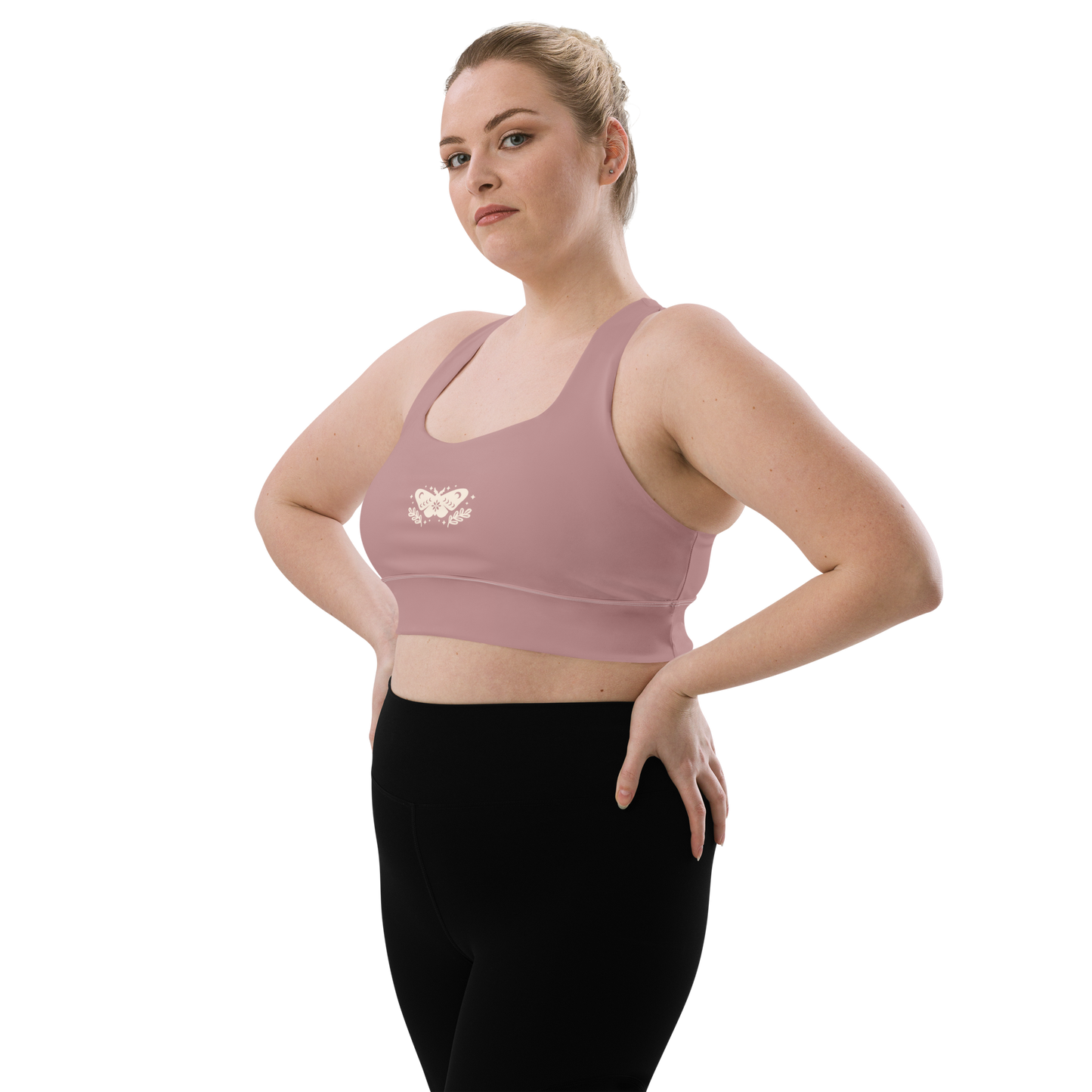 Rose Mariposa Longline Sports Bra