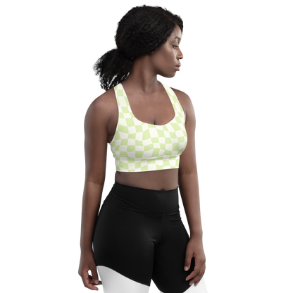 Lime Checkered Longline Sports Bra