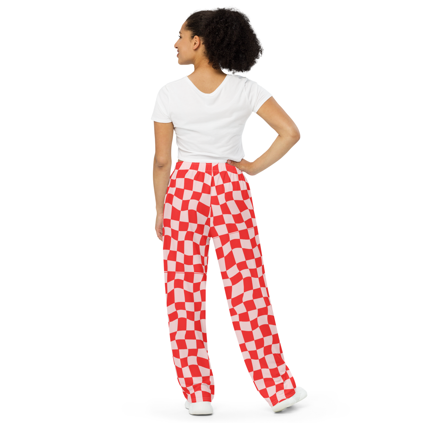 Red Checkered Wide Leg Pants