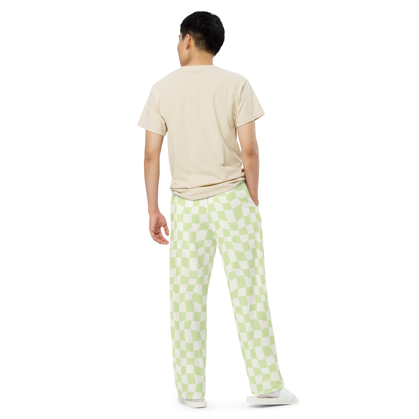 Lime Checkered Wide Leg Pants