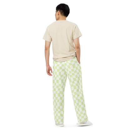 Lime Checkered Wide Leg Pants