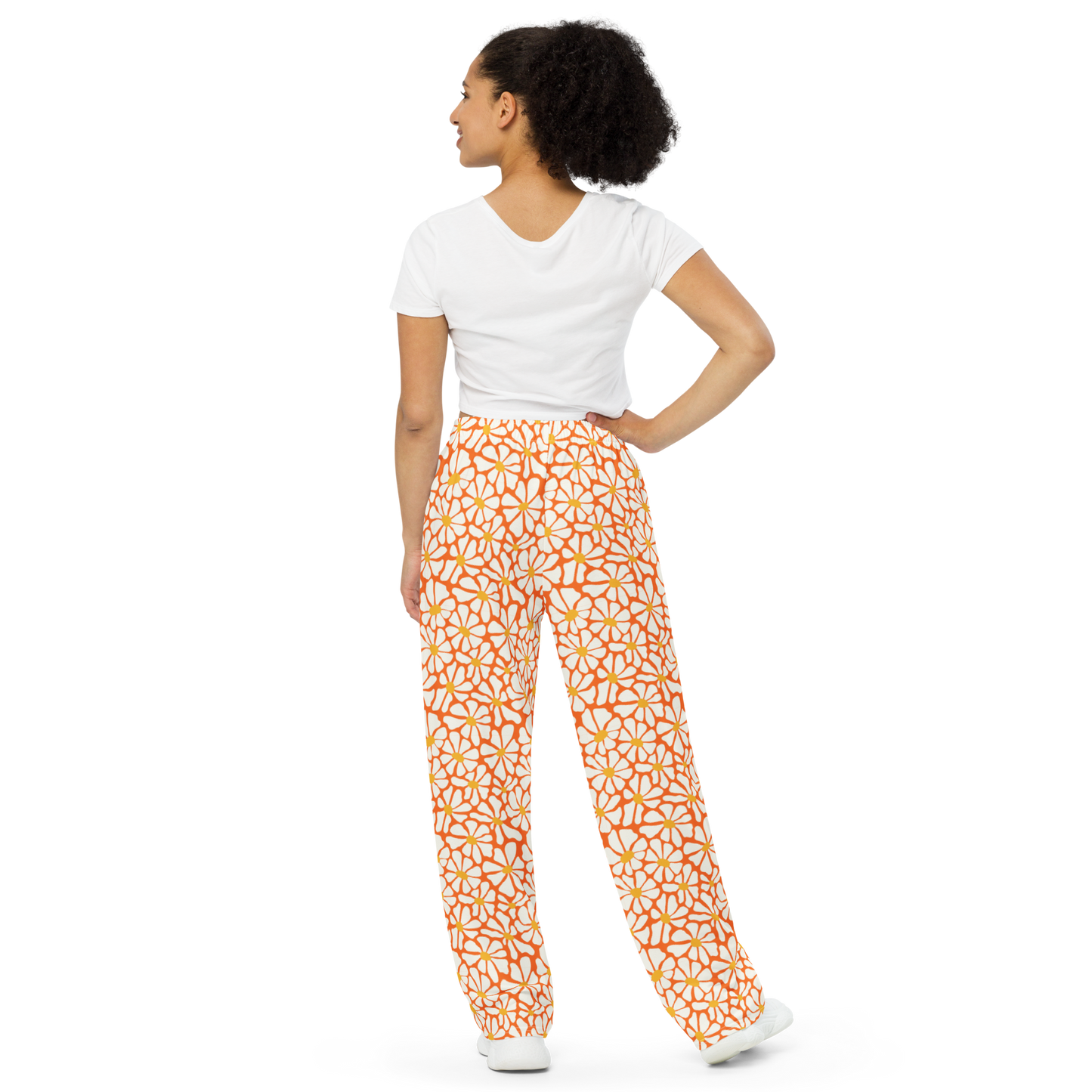 Orange Daisy Wide Leg Pants