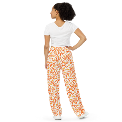 Orange Daisy Wide Leg Pants