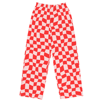 Red Checkered Wide Leg Pants