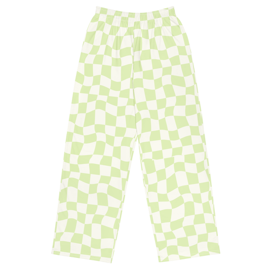 Lime Checkered Wide Leg Pants