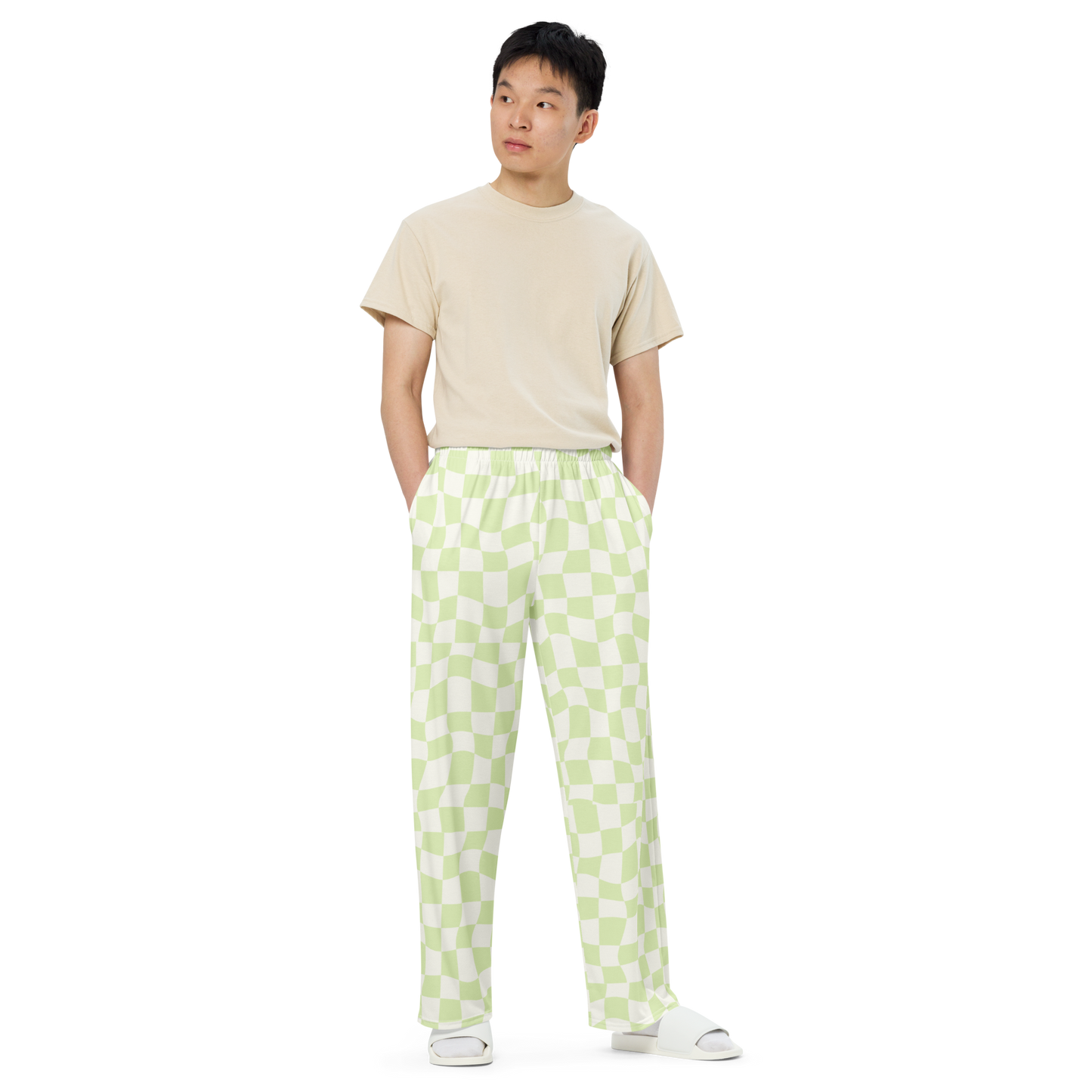 Lime Checkered Wide Leg Pants