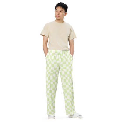 Lime Checkered Wide Leg Pants