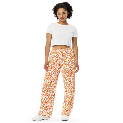 Orange Daisy Wide Leg Pants