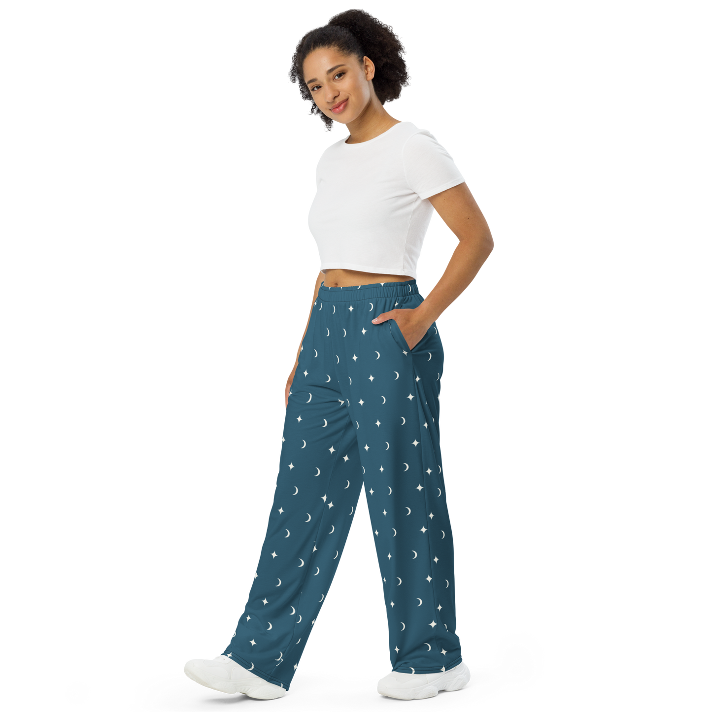 Teal Star Wide Leg Pants