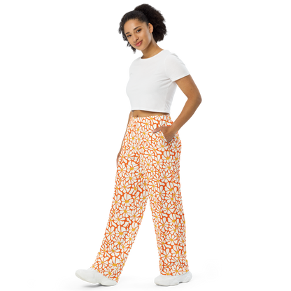 Orange Daisy Wide Leg Pants