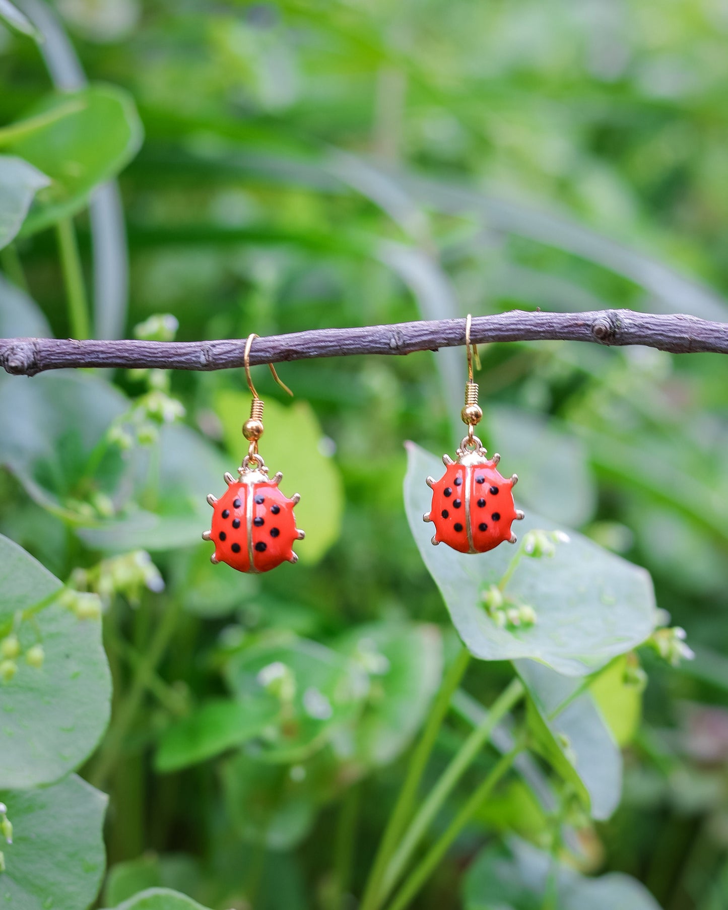 Lady Bug Fairycore Earrings Fairy Fae Daisy Lover Gift Cottagecore Jewelry Mystical Garden Earrings Aesthetic Gardening Earrings