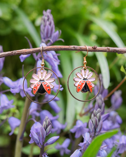 Lady Bug Fairycore Earrings Fairy Fae Daisy Lover Gift Cottagecore Jewelry Mystical Garden Earrings Aesthetic Gardening Earrings